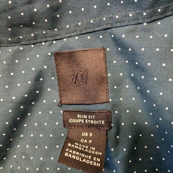 H&M Slim Fit Small Short Sleeve shirt Office Button Down - Picture 3 of 5